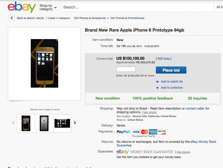 iPhone 6 000000-1a venda no Ebay